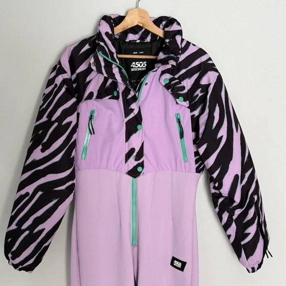 ASOS 4505 Ski Suit One Piece Snowsuit Purple Retro Stirrup Women’s US 8 - Picture 12 of 15